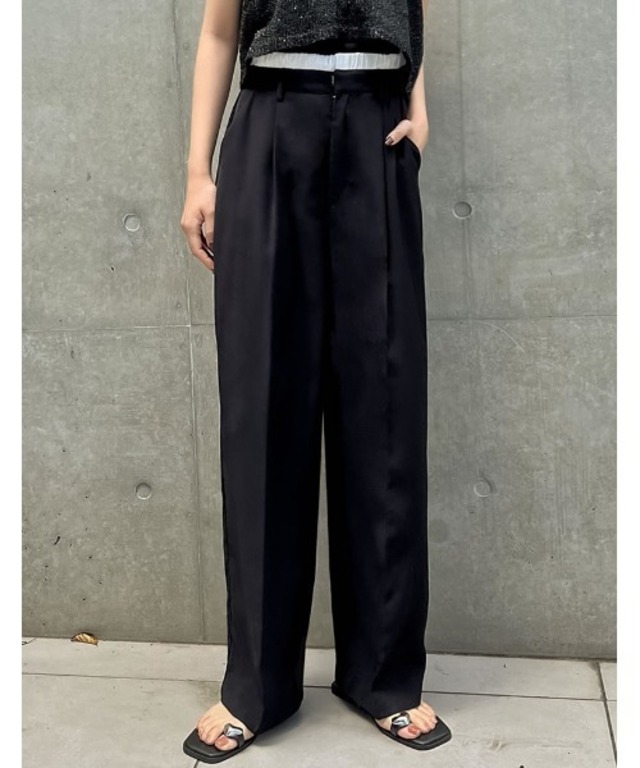 [2024SS COLLECTION][低身長/高身長サイズ有]ソフトツイルダブルウエストスラックスパンツ
