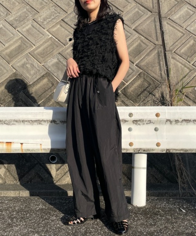 [Jeans Factory Clothes/ジーンズファクトリークローズ] ウエストドローコード ナイロンワイドパンツ