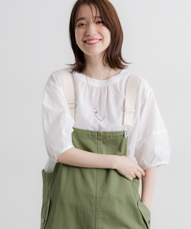 ラミー混リブ付きシアーTブラウス