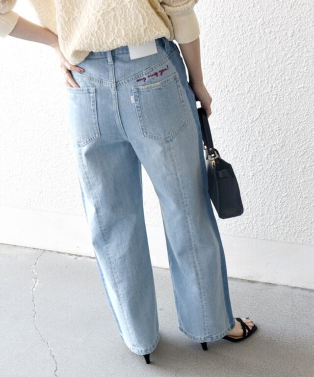 SHIPS any:〈洗濯機可能〉サイドライン ストレート ワイド デニム パンツ［SHIPS any DENIM］