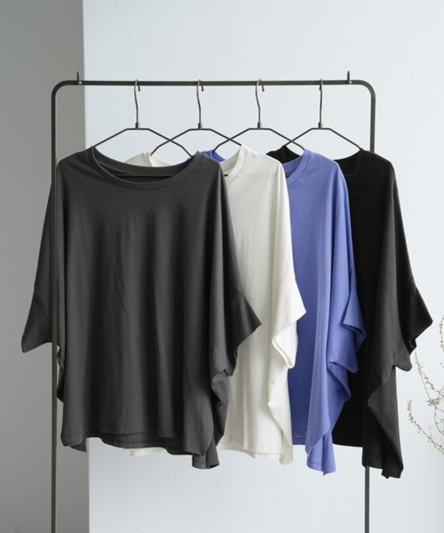 ドルマンスリーブワイドTシャツ ラクに体型カバーも叶う！綿100％