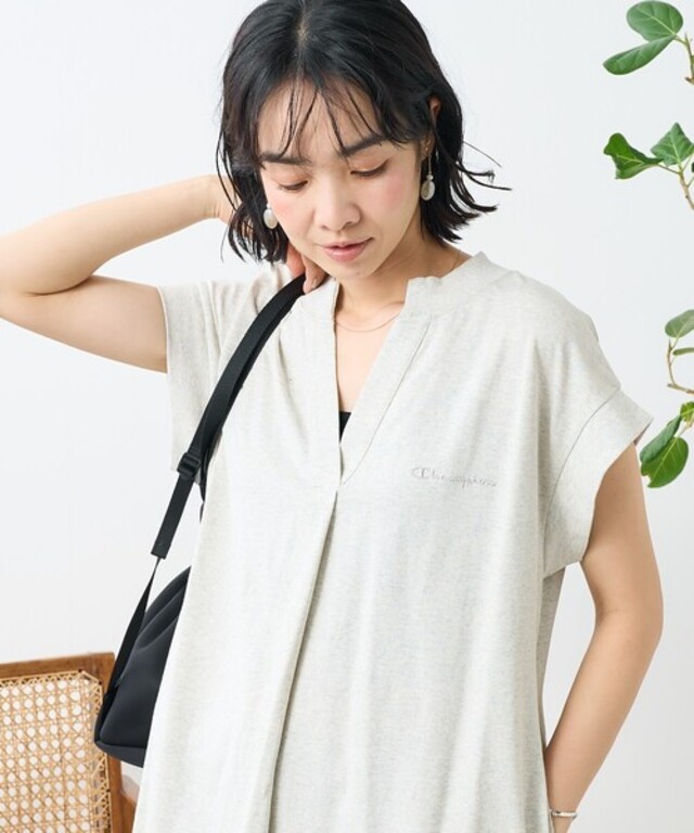 Champion × FREAK'S STORE/チャンピオン 別注 スキッパーワンピース/ Vネックカットソーワンピース