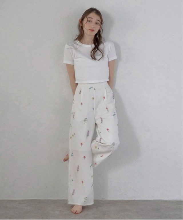 【MINERTE】flower print wide pants / フラワープリントワイドパンツ