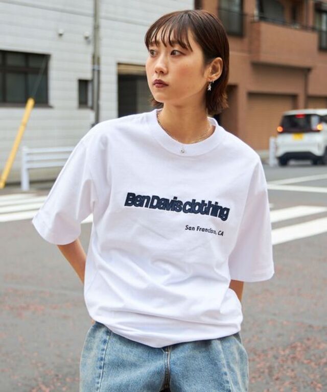 【BEN DAVIS（ベンデイビス）】LETTERED CROPPED TEE NV / Tシャツ 短丈 クルーネック 半袖