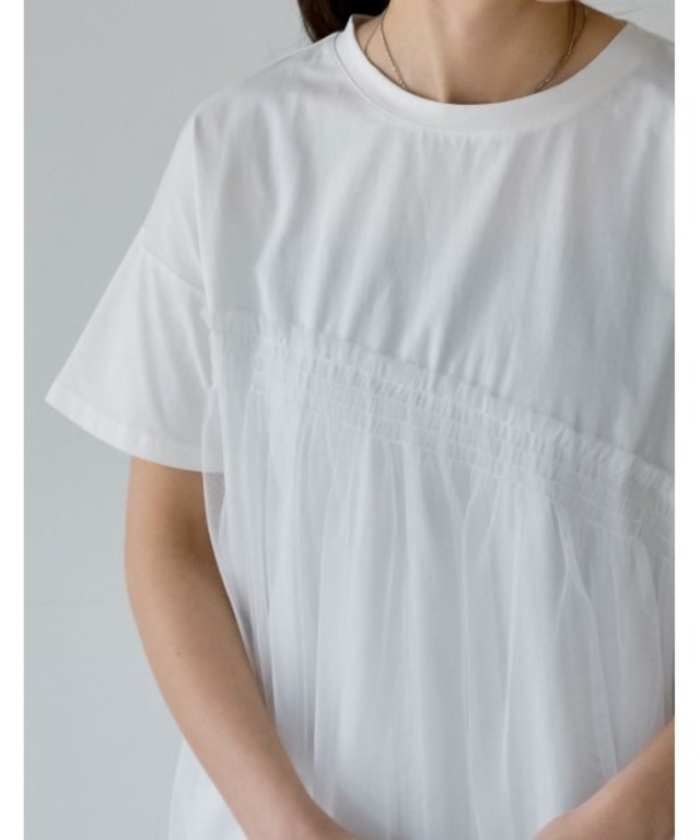 チュールドッキングビスチェライクベアデザインTシャツ