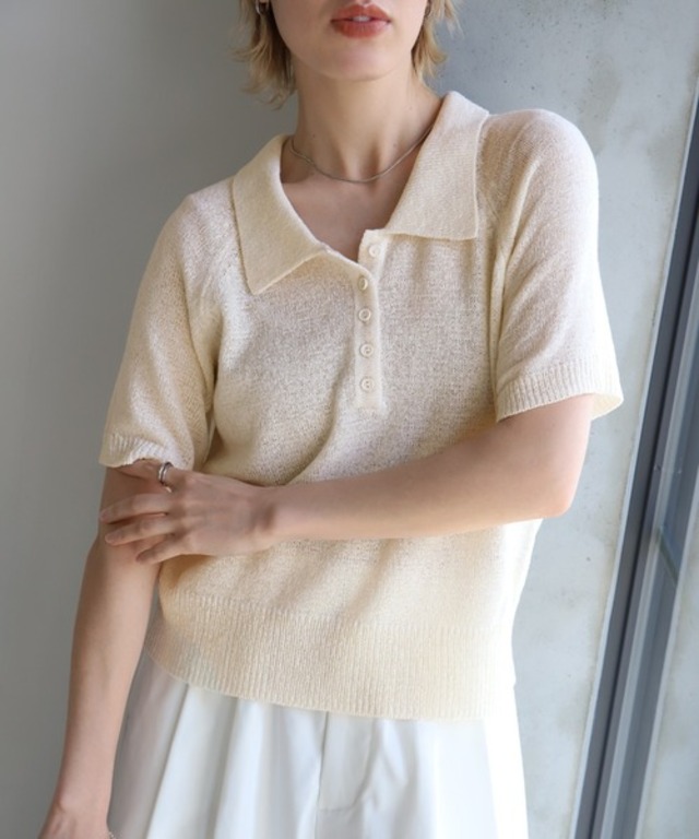 ポロニットハーフスリーブトップス