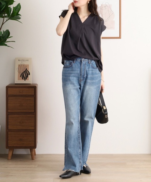 ブラウス風タックスキッパー フレンチ袖Tシャツ