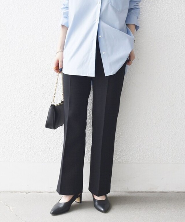 SHIPS any:〈洗濯機可能〉ダブルクロス セミフレア パンツ［NAVY BLUE］