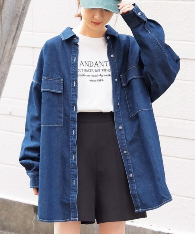 【ZOZO限定アイテム】デニム×チェックBIGシャツジャケット