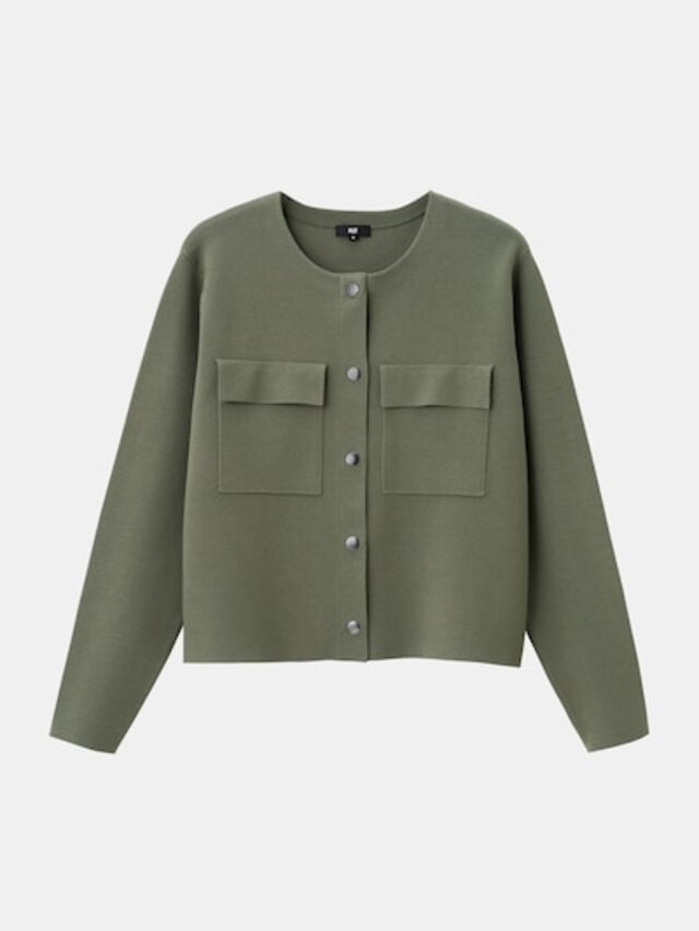 レーヨンブレンドクルーネックカーディガン