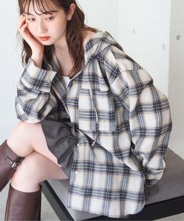 チェックBIGフードシャツ