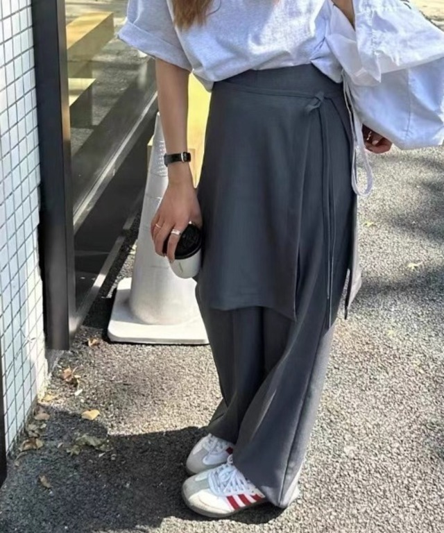 【セット商品】ラップスカート付き レイヤードスラックスパンツ/Y2K