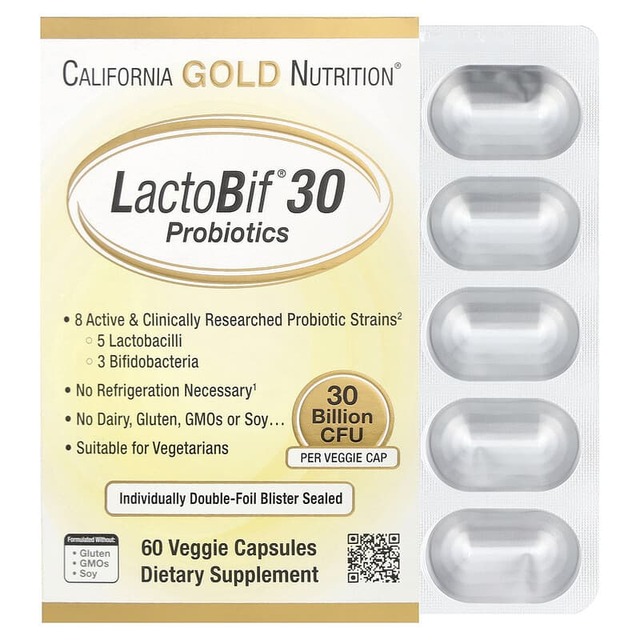 California Gold Nutrition, LactoBif®(ラクトビフ)30プロバイオティクス、300億CFU、ベジカプセル60粒