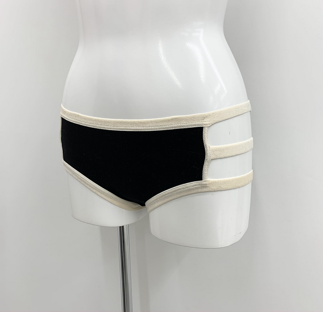 ベロアサニタリーショーツ Black×Ivory