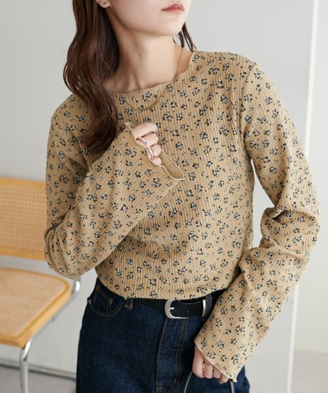 【WEB限定】リバティ柄シャーリングカットソー