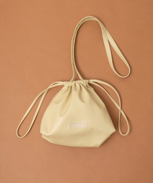 Vegan Leather 2way Purse Small Bag/ヴィーガンレザー2WAY巾着バッグ【MAISON SPECIAL/メゾンスペシャル】