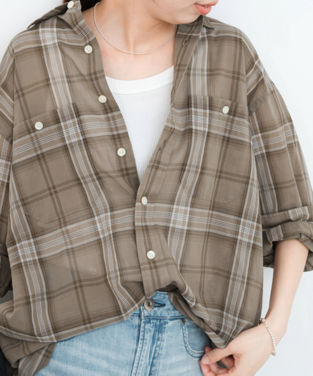 《WEB限定追加》コットンボイルチェックシャツ