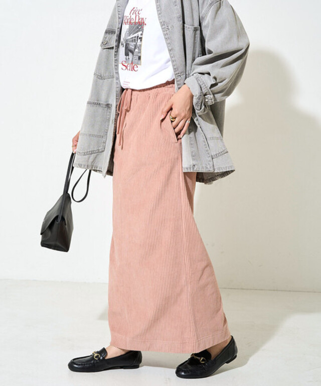限定展開　カット コーデュロイ スリット イージー スカート