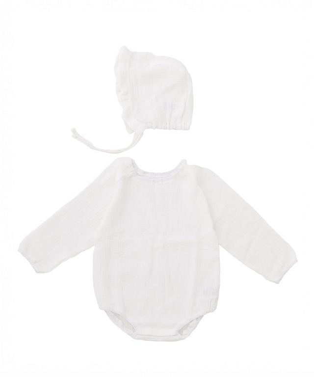《WEB限定商品》ガーゼロンパース＆ボンネット：60～80cm
