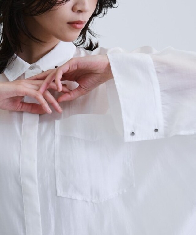 【再入荷】シアーローンステンカラーシャツ/シアーシャツ/シアートップス/夏服
