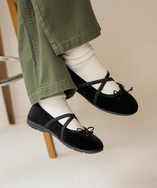Alberola × FREAK'S STORE/アルベローラ 別注 リボン付きフラットシューズ/バレエシューズ