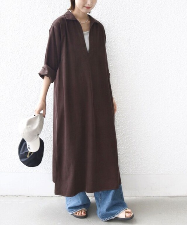 【WEB限定】〈洗濯機可能〉スキッパー コーデュロイ ワンピース