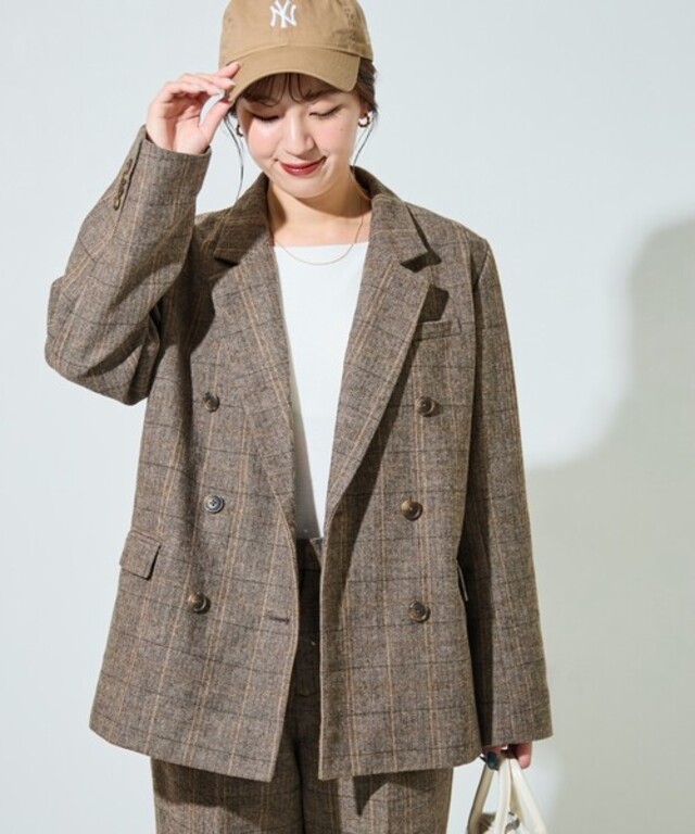 限定展開　ヘリンボーン チェック ジャケット（セットアップ対応）