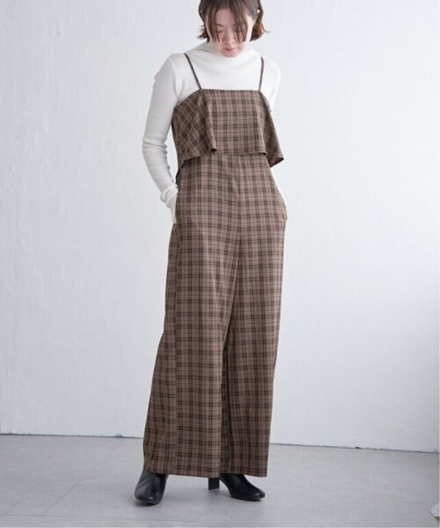 チェックビスチェ風サロペット