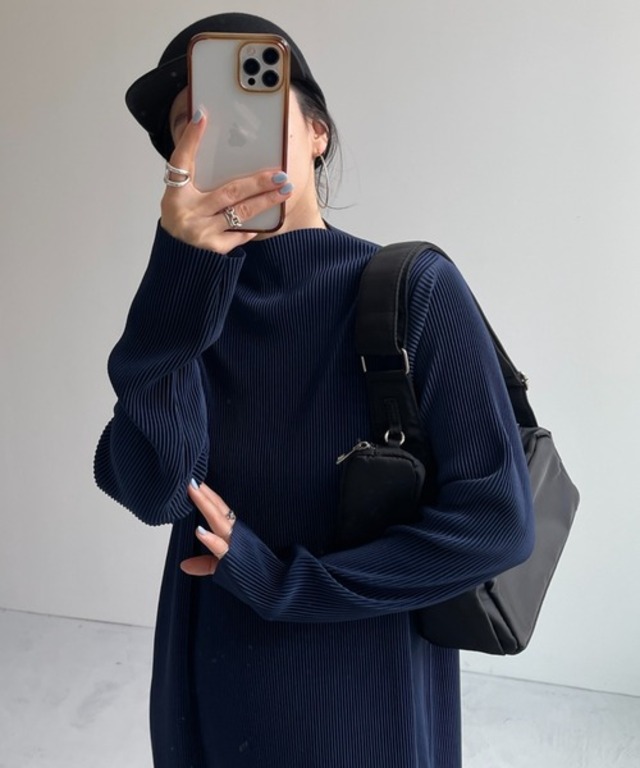 daily daily super stretch pleats one piece / デイリーデイリースーパーストレッチプリーツワンピース[長袖]