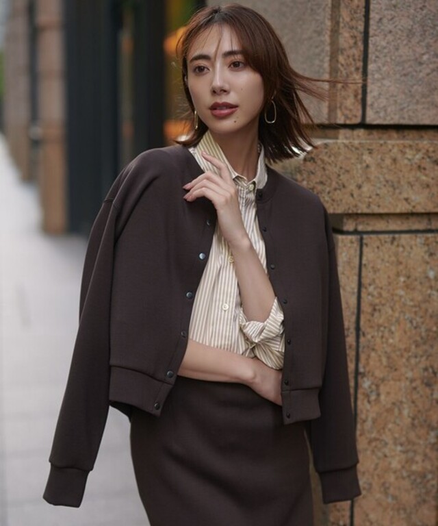 【軽量/ストレッチ】BEAUTY FORM JERSEY スナップカーディガン