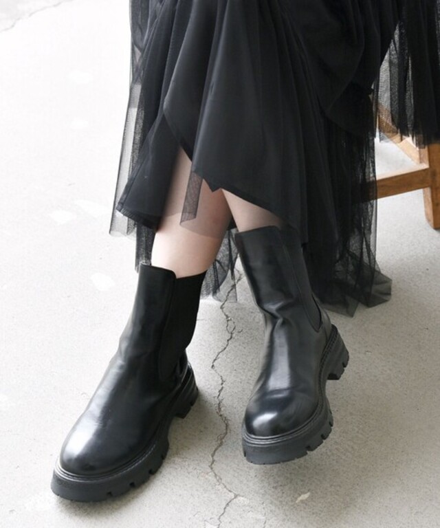 【WEB限定】SHIPS any: トラックソール サイドゴア ブーツ 24FW