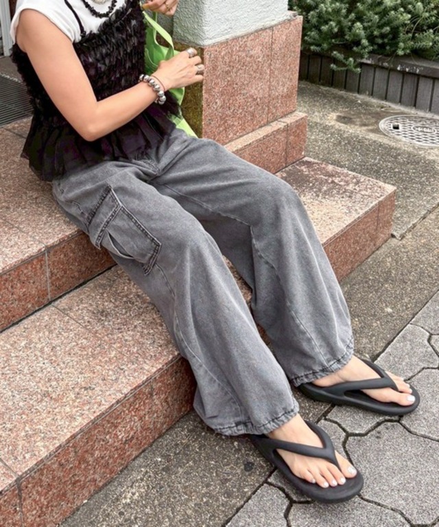 feepur by saya 【XSサイズあり】デニムカーゴジョガーパンツ