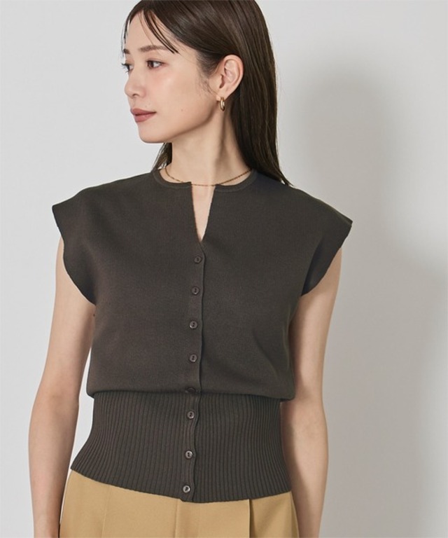 ウエストシェイプキーネックニット