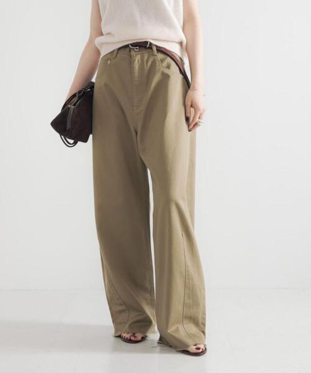 コットンサテンカットオフカーブパンツ