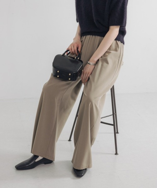 『3サイズ展開』『イージーケア』 ウール混タックギャザーストレートパンツ