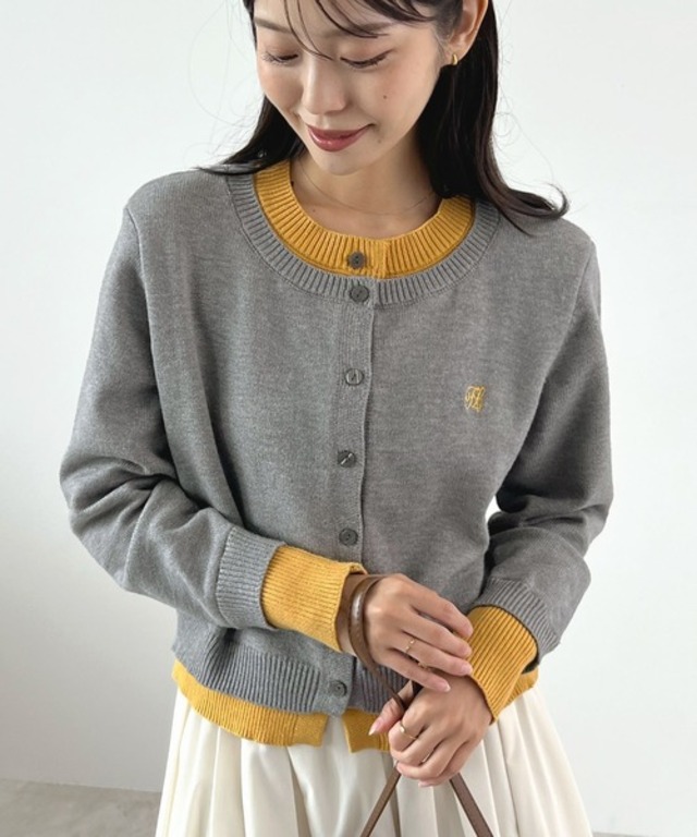 【新色追加】レイヤード風ロゴカーディガン