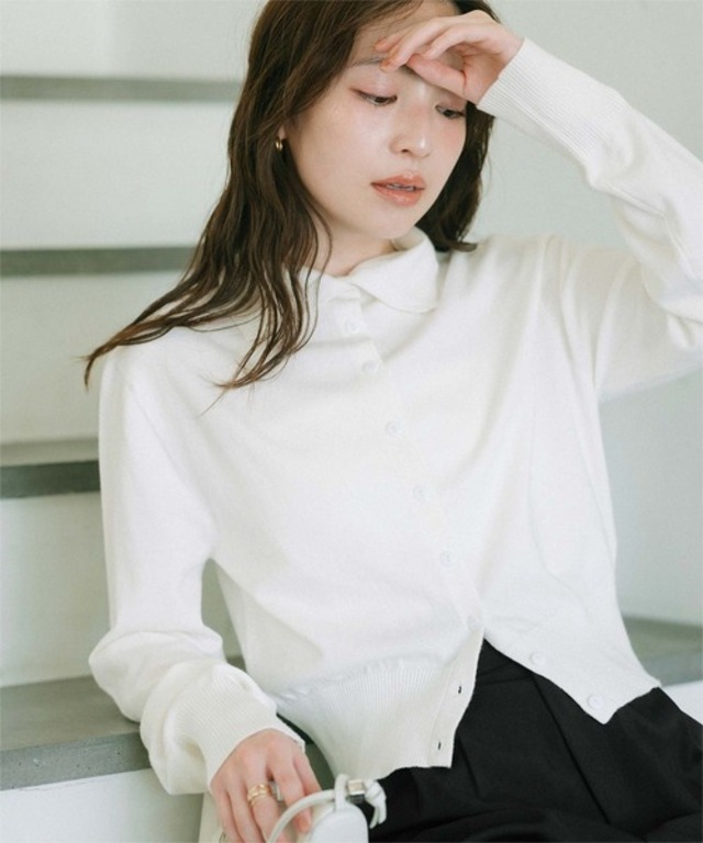 2way襟クロップドニットカーディガン