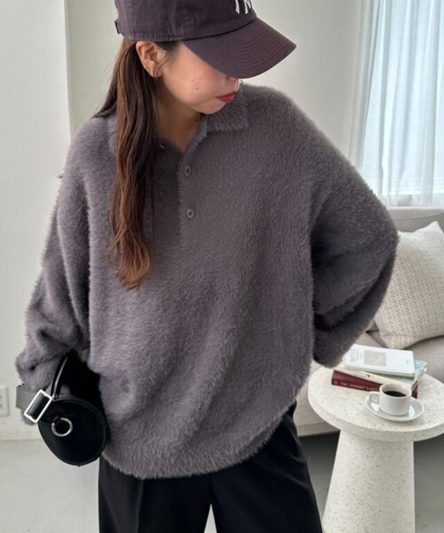 【ユニセックス】ミンクライクニットポロ