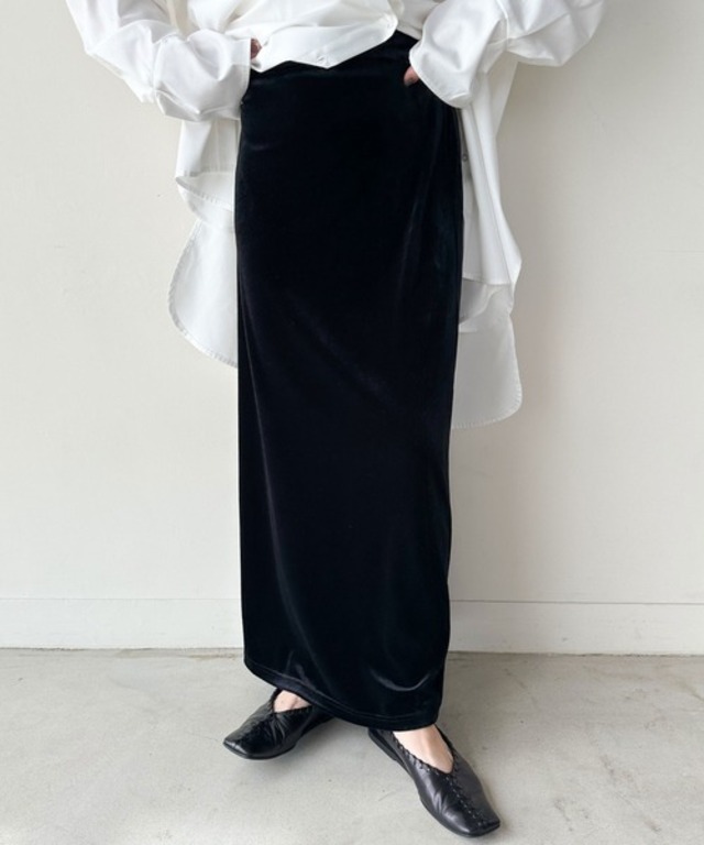【新色追加】ベロアIラインロングスカート