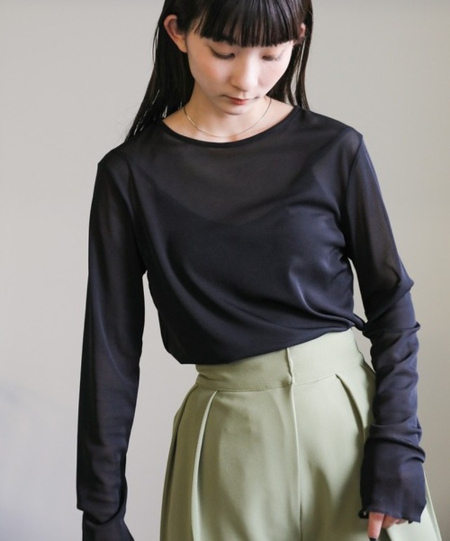 クルーネックシアープルオーバー