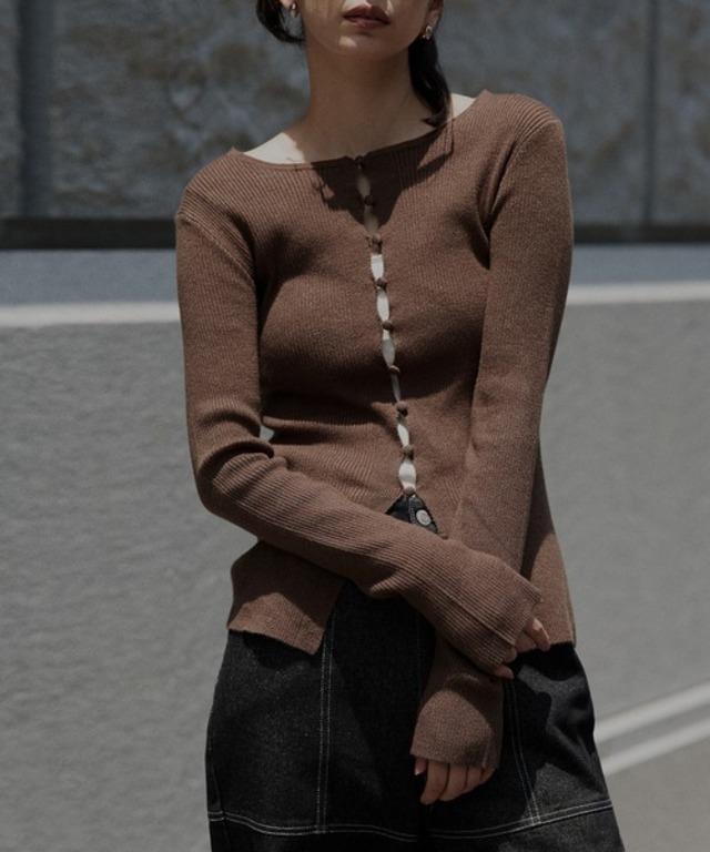 リブニットチュニックカーディガン