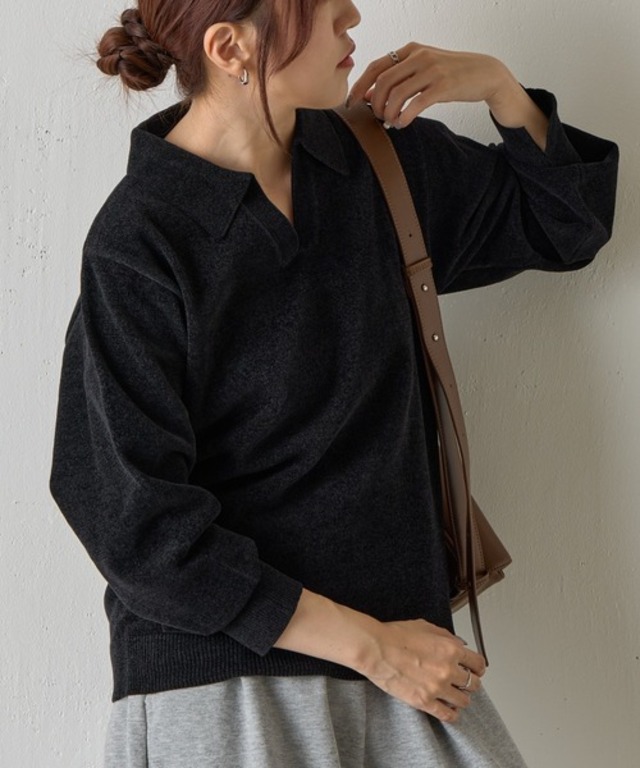 ベロアモールスキッパーポロニット