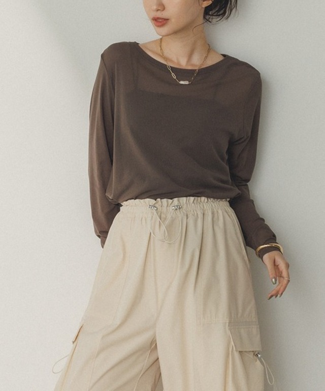 クルーネック シアートップス