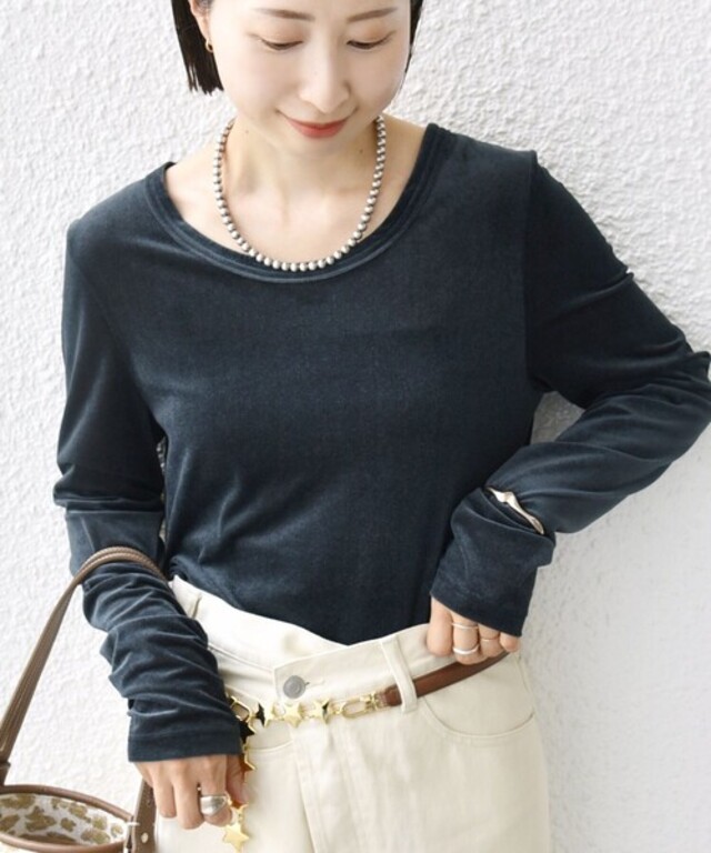 〈手洗い可能〉シアー トリコット ポリエステル ベロア 前後2WAY ロングスリーブ