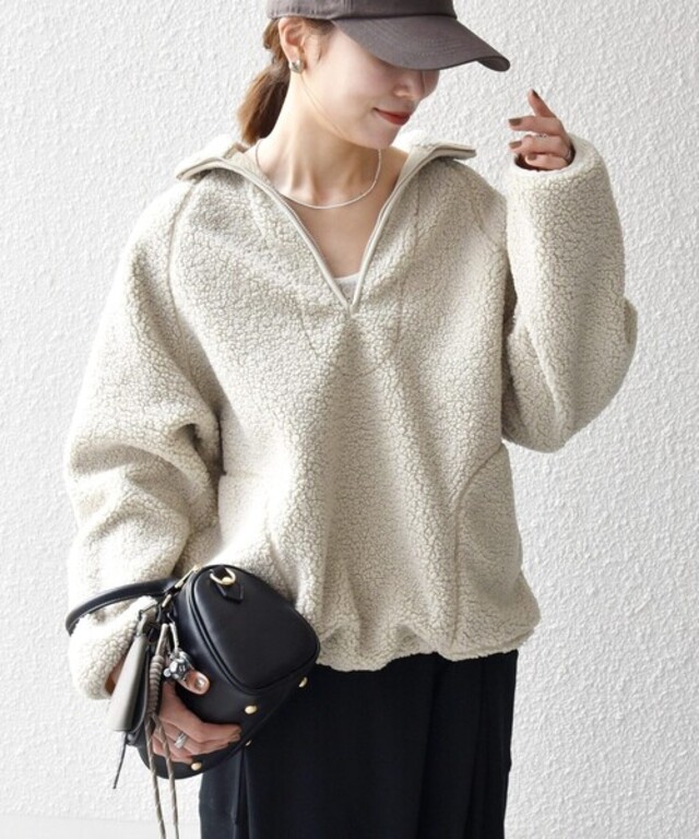 〈洗濯機可能〉ボア フリース ハーフジップ プルオーバー