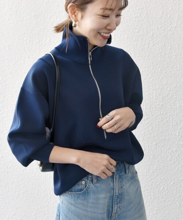〈手洗い可能〉ハーフ ジップ ハイネック プルオーバー