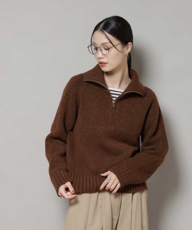 ハーフジップニットプルオーバー