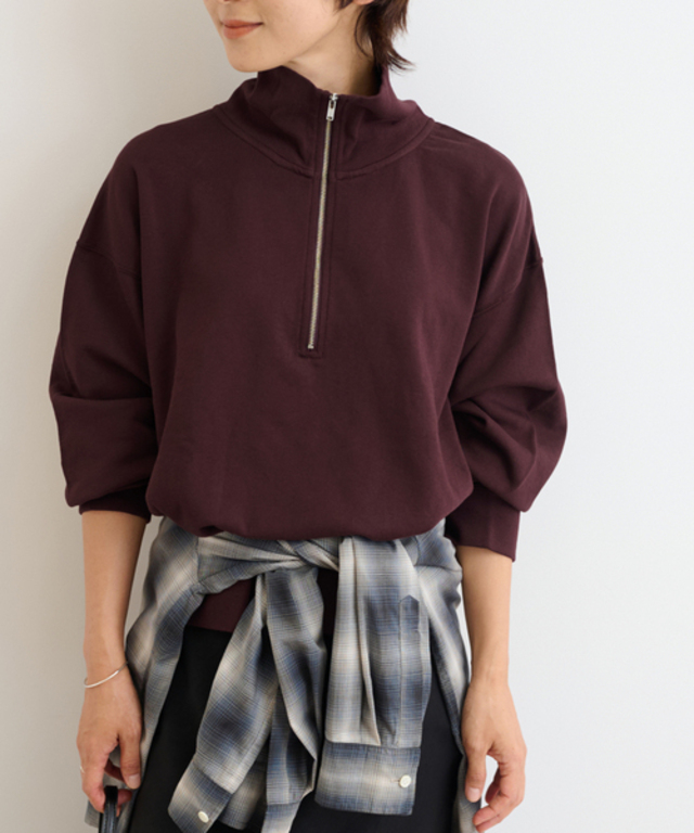 ハーフジップライトスウェット