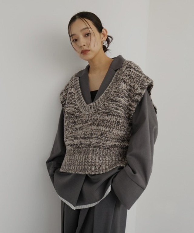 ミックスVネックニットベスト