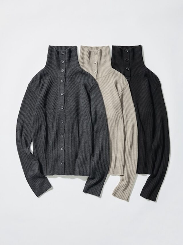 メリノブレンドハイネックカーディガン